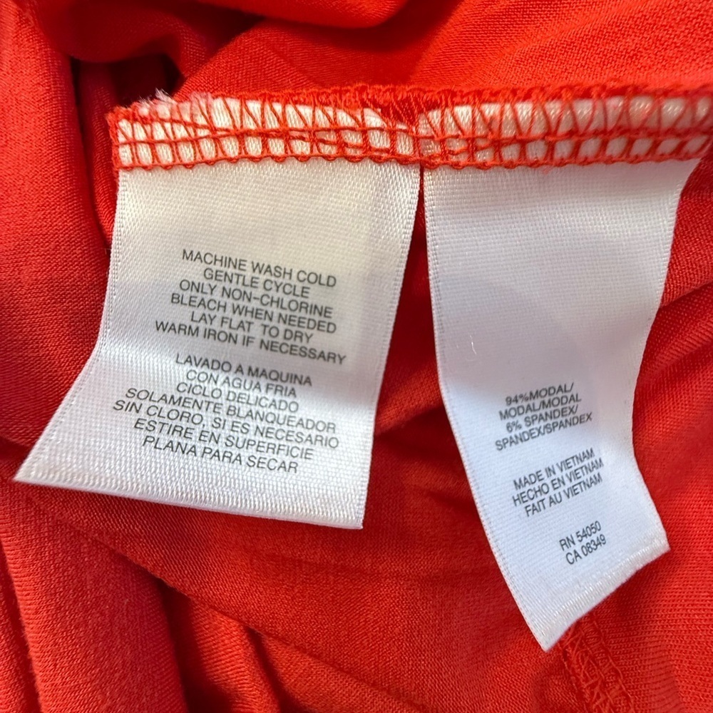 ANNE KLEIN Red Orange Sleeveless Braided Neckline Blouse - Picture 6 of 7